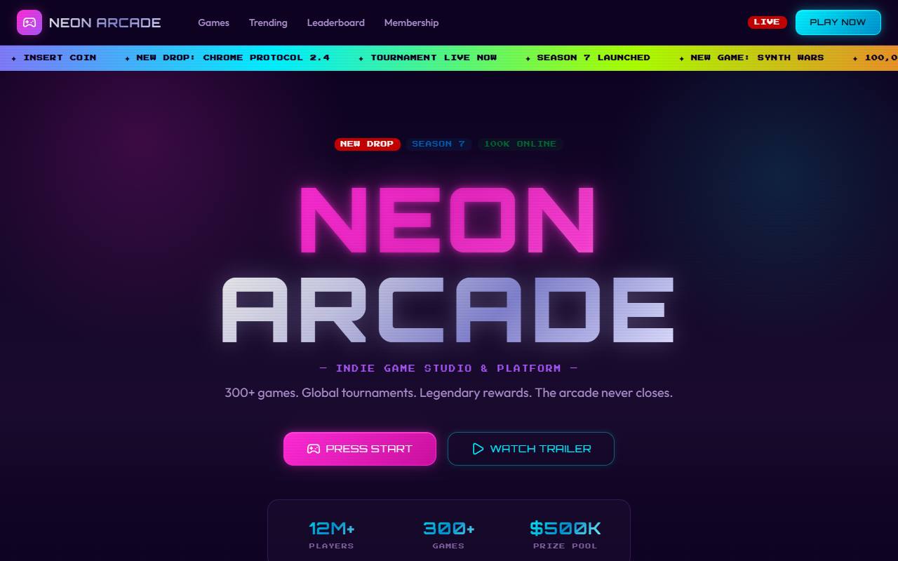 Arcade template preview
